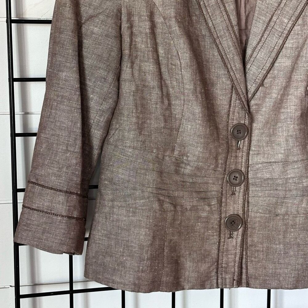 Coldwater Creek Linen Blend Blazer Womens 4‎ Brown Business Casual - Picture 4 of 12